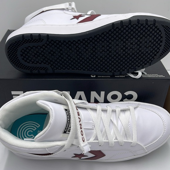 Converse Men’s PRO BLAZE V2 MID WHITE/CHERRY DAZE/WHITE A06627C Sneakers - Picture 4 of 16